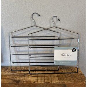 Metal PANTS HANGERS Swing Arm 5 Tier Closet Organizer Non-Slip Space Saver Rack